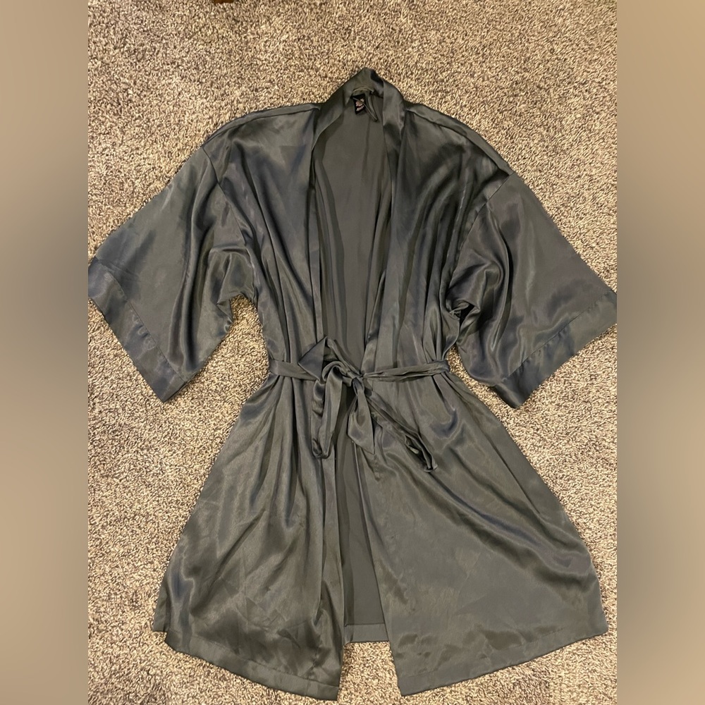 Victoria’s Secret M/L Grey Satin Robe. Very silky and luxurious